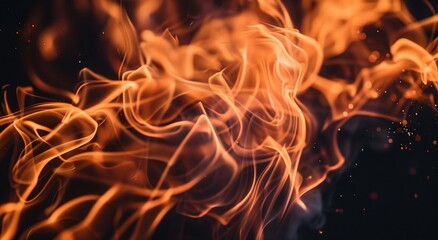 Close up of fire flames on black background 
