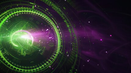 futuristic high-tech green and purple background