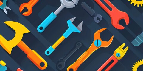 tool set illustration icons wallpaper neatly arranged on a flat background