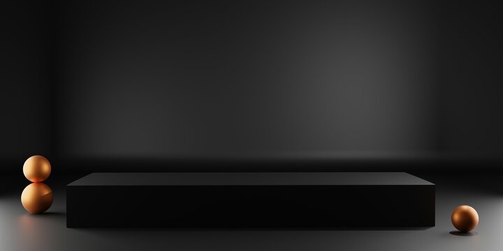 balck background with metallic balls 3d render