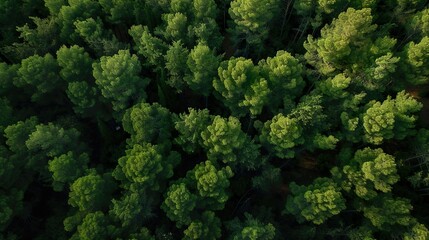 Top view of Green Nature Forest Jungle Tall Tree.