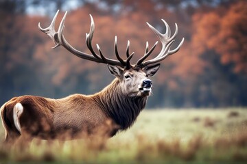 'stag bellowing a deer red cervid mammal wildlife animal fur antler grooved england rutting season bellow roaring male london outdoors calling communication'