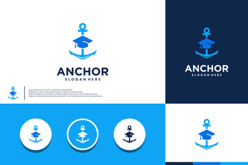 marine education ,with anchor and graduation cap ,logo deign template. © dhulpikir
