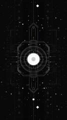 Obraz premium minimal symbolic abstract cyber square background in white graphics on a black background