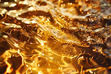 Abstract ripples in a pool of molten gold, reflecting a luxurious sheen