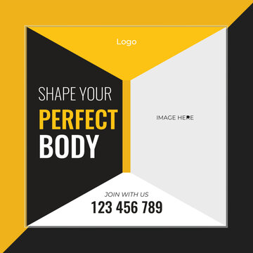 ZYm or workout center opening social media post template design