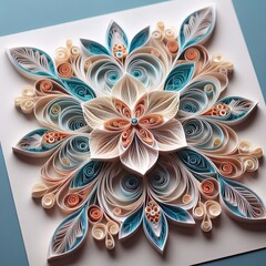 Intricate Quilled Paper Art with Swirls and Textured Patterns Resembling Natural Forms Like Flowers