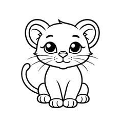 Cute Baby Panther Animal Outline, Panther Vector Illustration