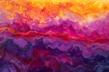 Fototapeta na wymiar An abstract impression of a sunset with hues of coral, violet, and amber
