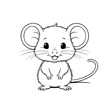 Cute Baby Rat Animal Outline, Rat Vector Illustration