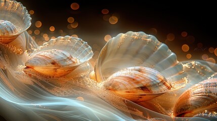 Mystical Cluster. Suspended Clams in Ethereal Atmosphere