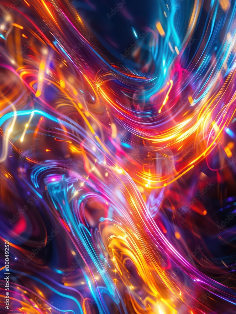 Wall mural dynamic motion abstract background poster with fluid bright transparent graphics