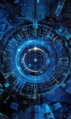 Obraz premium digital circuit diagram background with circular abstract graphic elements