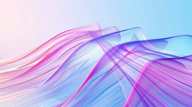 Close-up view of a multilayer glass background with a smooth color gradient, rendered in 3D for a visually appealing texture