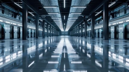 large interior facility with artificial intelligence hardware