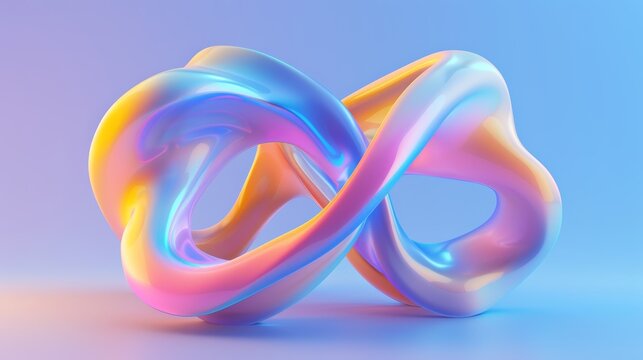 Contemporary 3D-rendered abstract design, showcasing a blend of geometric and fluid elements in a harmonious composition on yellow background