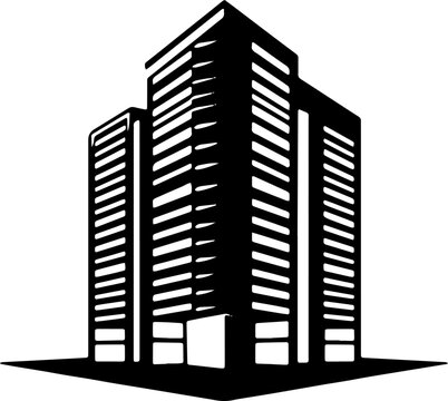 recommend clip art: Black silhouette of a modern office building, ideal for projects on business, architecture, and urban development.