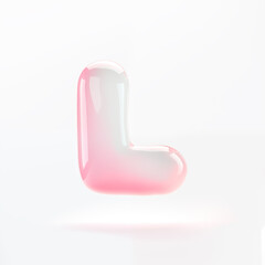 3d bold glance letter L floating on the white background