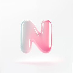Obraz premium 3d bold glance letter N floating on the white background
