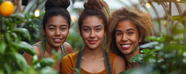 Sisters Posing in a Citrus Greenhouse