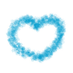 Blue  heart-shaped frame made of cloud or smoke