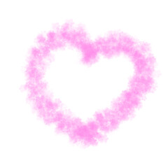 Pink heart-shaped frame made of cloud or smoke