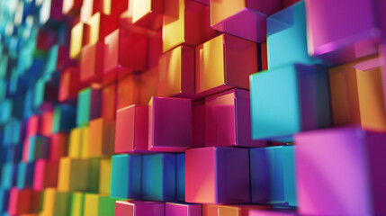 Rainbow of colourful blocks abstract background