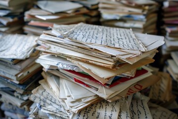 Old letters in a dusty attic, evoke nostalgia and mystery.