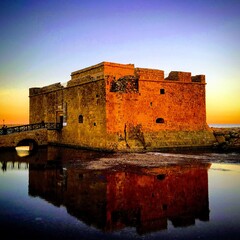 Old castle in the evening in Paphos, Cyprus, November 2018
