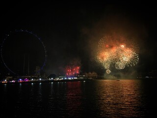 Fireworks over the Marina Bay, Singapore, February 2019