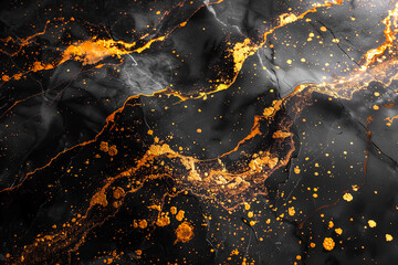 Abstract creative black gold painting background, macro details of decorative artistic backdrop