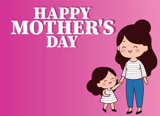 Happy Mother's Day text, with Mother's Day illustration