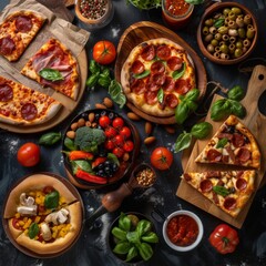 Fototapeta na wymiar A Sizzling Symphony of Pizza Delights