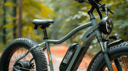 Moss green electric bike with a digital display, modern and efficient,