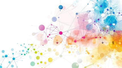 digital colorful node connections development on a white background