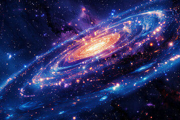 Obraz premium Futuristic Space Scene With Colorful Lights and Clouds AI generated