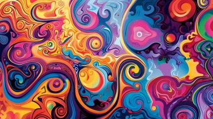 Vibrant Liquid Swirls: Abstract colorful background with circles, pattern, texture, and seamless design, resembling flowing water, paint, and fire in shades of blue, orange, and gold