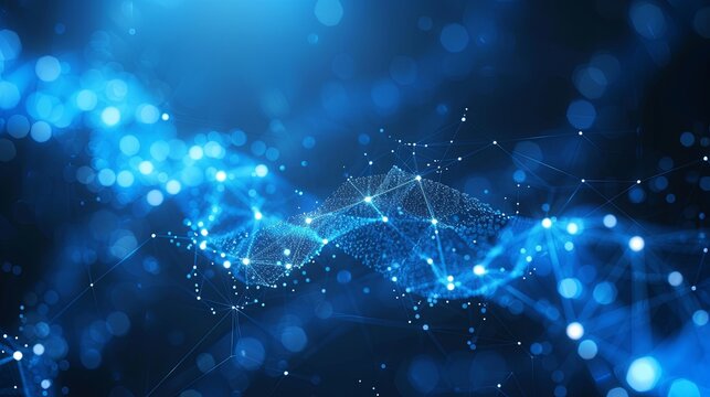 Abstract blue science technology background with molecules