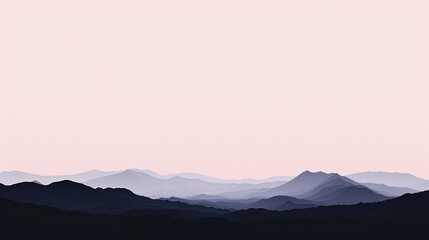 Silhouette image of mountain with sky with minimalistic style of landscape with variant color. Morning hill with sunrise or sunset painted with water color. Abstract image. Nature background. AIG42.