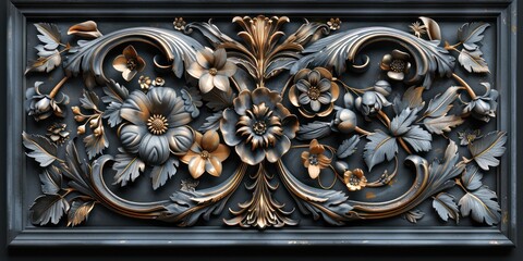 ornamental border frame detail with high relief