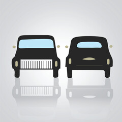 Car icons, vintage cars, unique icons, and a car logo with a silver background, Vector illustration