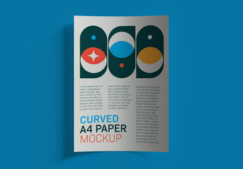 Curved A4 Paper Mockup - obrazy, fototapety, plakaty
