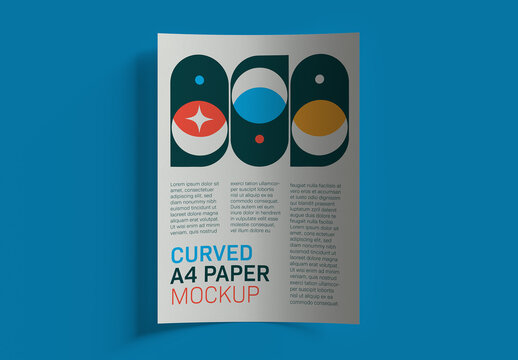 Curved A4 Paper Mockup