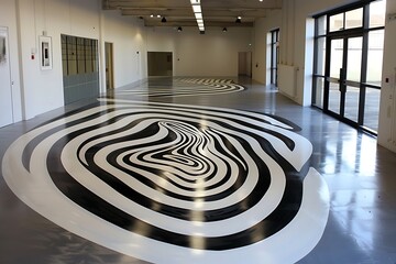 Optical illusion floor designs in a contemporary art museum