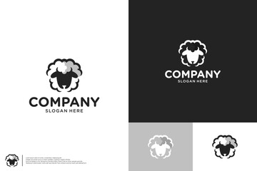 Sheep with line art style, modern and simple, logo design vector.