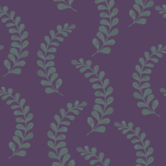 Floral seamless forest pattern on a purple background for fabric and print design.