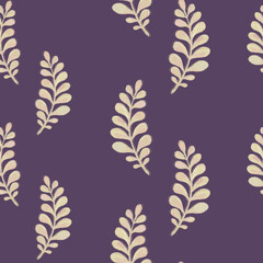 Floral seamless forest pattern on a purple background for fabric and print design.