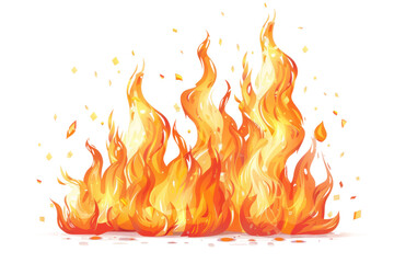 Vibrant Blazing Fire Isolated on White and Transparent Background