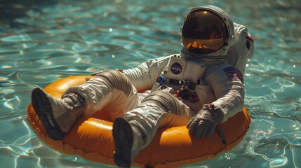 astronaut on an inflatable ring .Generative AI