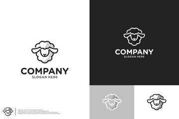 sheep with cute and simple style, logo design template.